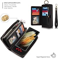 Vista 3 de AIFENGCASE - Funda compatible con Samsung Galaxy S22 Plus para mujeres y hombres, funda de piel con cremallera y soporte para tarjetas, cubierta
