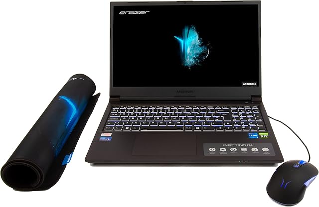 MEDION ERAZER Deputy P30 Intel Core i5-12500H 16GB 512 GB NVIDIA GeForce RTX 3060 15.6" FHD 144Hz 300 Nit Gaming Laptop Bundle - Mouse And Mousepad, 30035122, Black