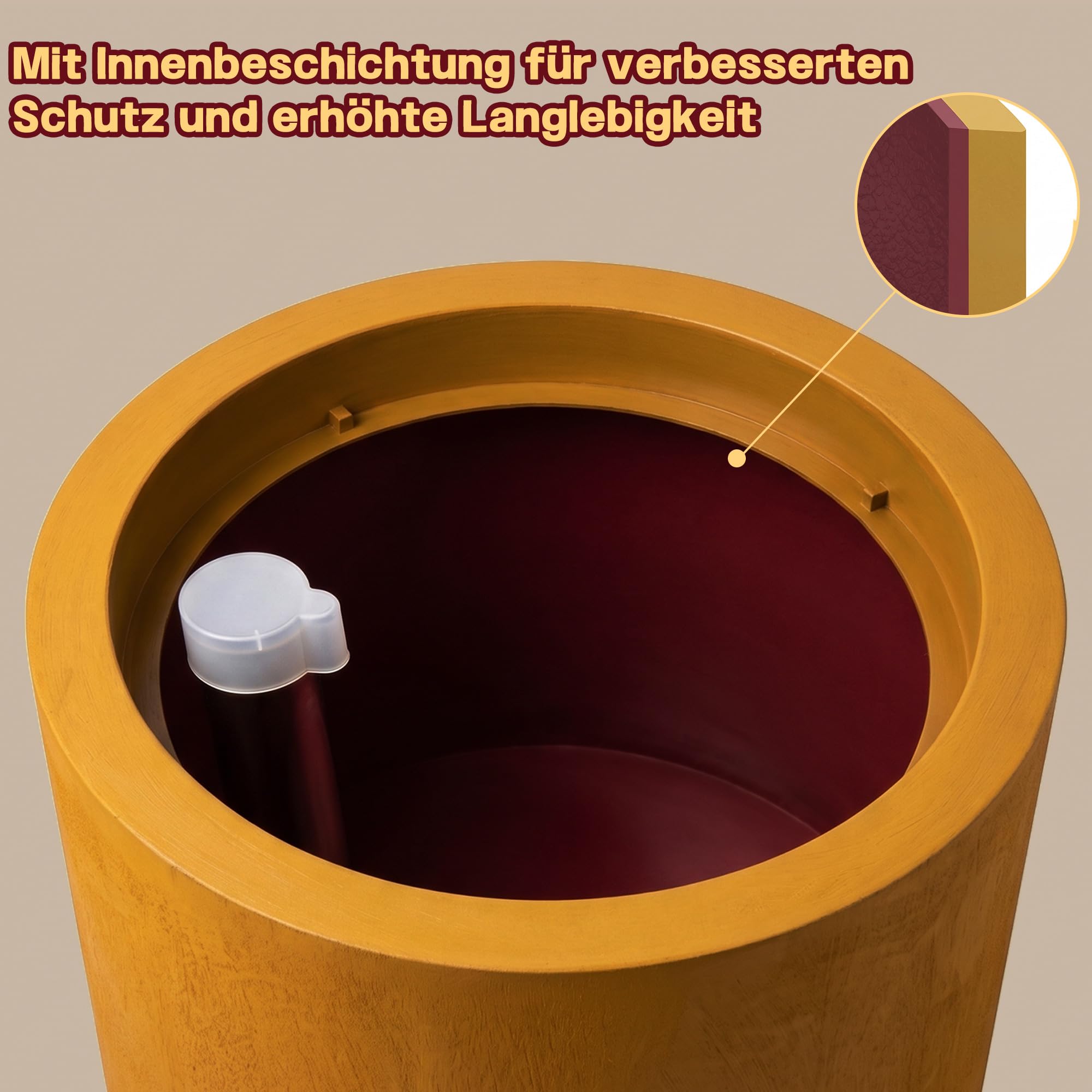 KÖHKO® Design-Gartenbrunnen ORBIS rund aus Cortenstahl mit LED –Modernes Wasserspiel für Garten & Terrasse