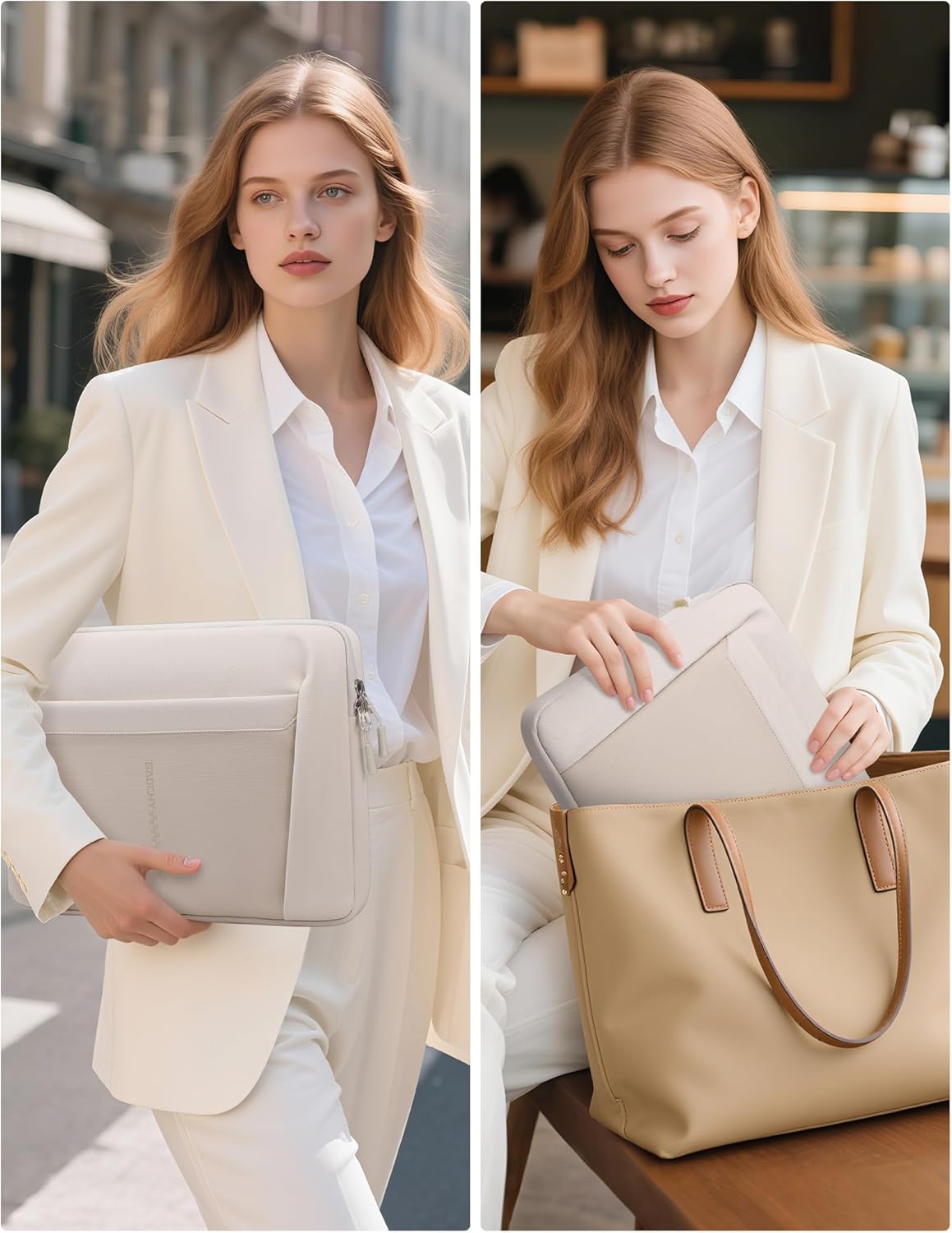 13.3-14 Inch Laptop Sleeve Bag Water-Resistant Laptop Case for MacBook Pro 14 2024-2021, MacBook Air 13 M4 2025, Swift Go 14, 14 Inch ASUS Zenbook, Dell 14, Inspiron 14, Envy 13, Pearl White - Image 7