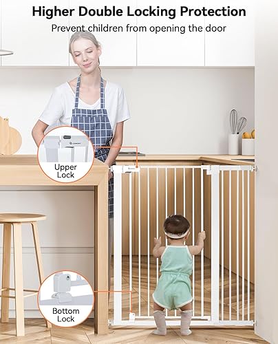 Miniatura 6 de COMOMY Puerta de bebé extra alta de 42 pulgadas para puertas de escaleras, se adapta a aberturas de 29.5 a 40.6 pulgadas de ancho, puerta de