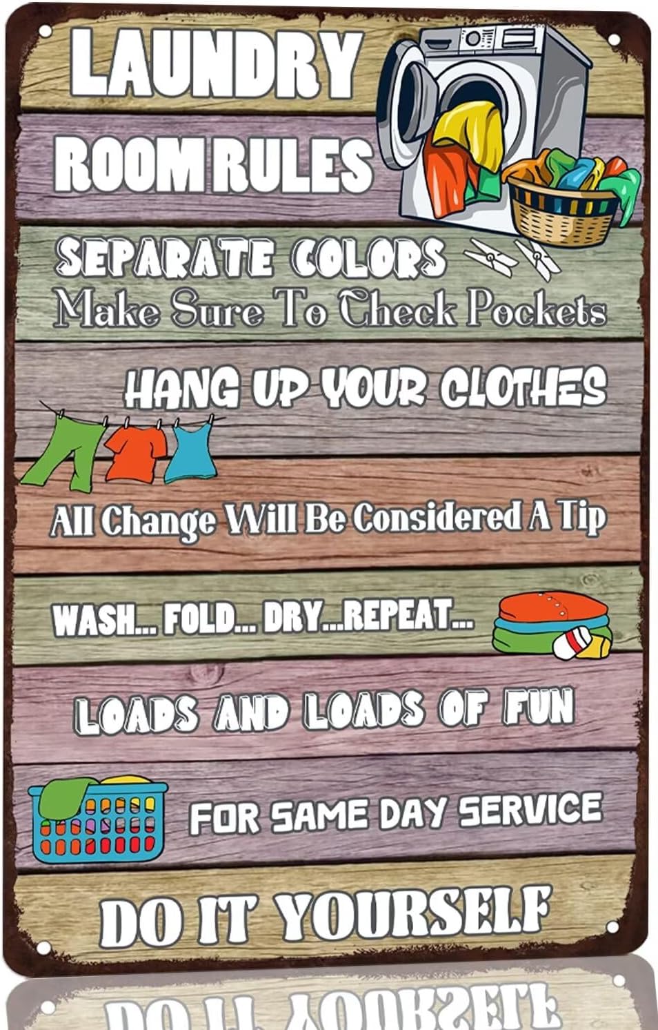 Laundry Room Rules Metal Sign Vintage Funny Rules Sign Wall
