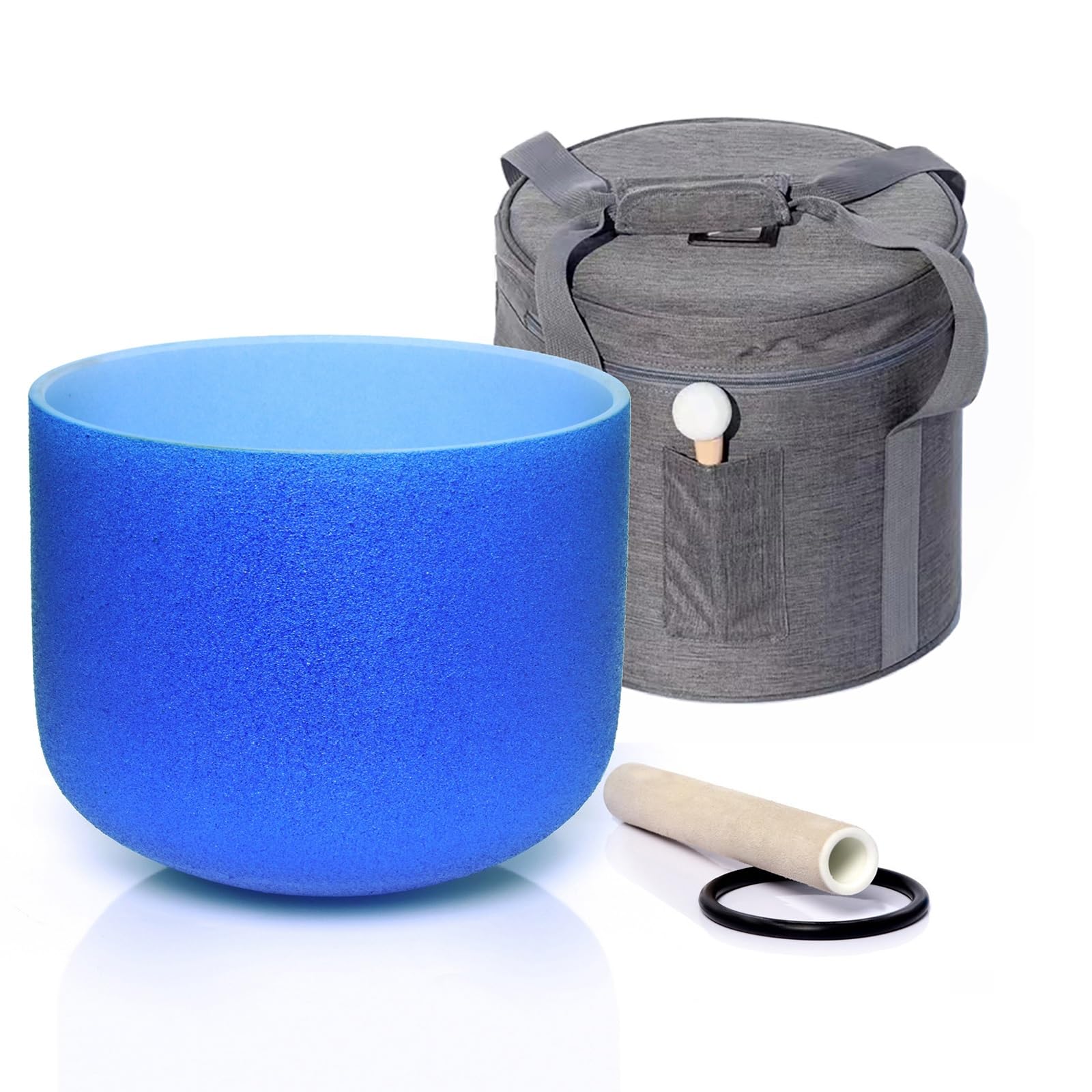 Blaue gefrostete Klangschale - 432 Hz eine Note, 99,99% natürlicher Kristallklangschale, Chakra-Musikschale, ideal für Yoga, entspannende Meditation und Klangheilung (Größe: 8 Zoll)