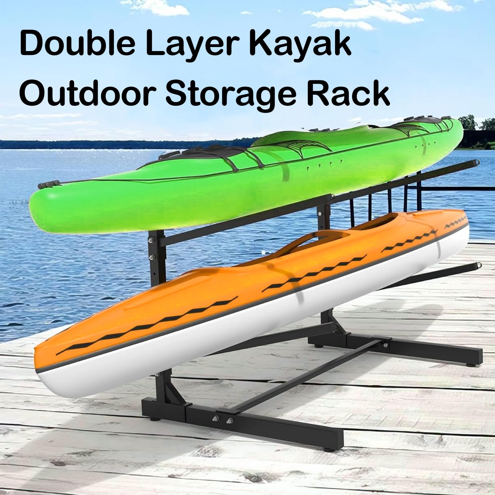 Soporte para Kayak Independiente, Soporte para 2 Kayaks Estante de Almacenamiento Soporte para Kayak Independiente Accesorios para Kayak Estante para Canoas a Prueba de lluvia y a Prueba de Viento