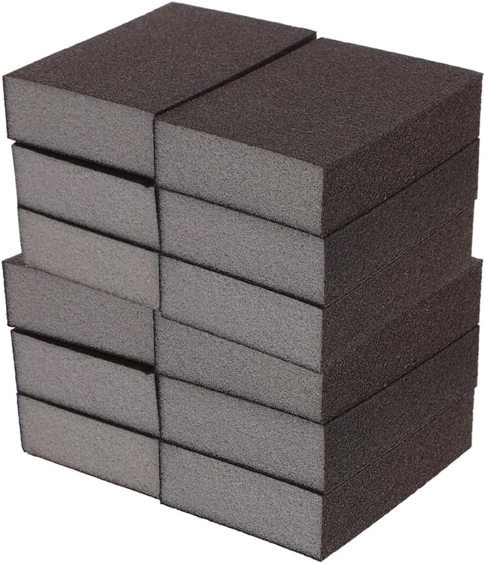 KICHOUSE 12pcs Woodworking Sanding Sponges Low Density 120# Grit Grinding and Polishing Blocks for Furniture and Manual Finishing