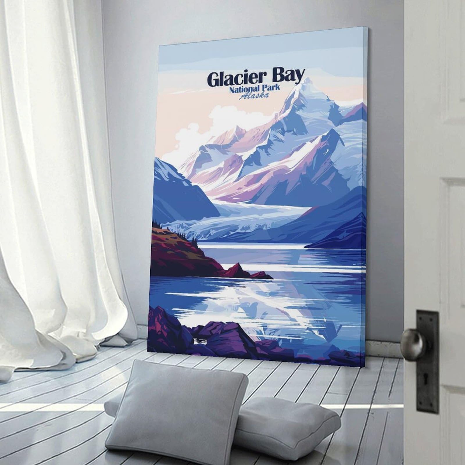 Junmoney Frame-Style-4 Decorative Wall Artwork Glacier Bay National Park Alaska, 08X12inch(20X30cm), For New Homes, Bedrooms Or Workspaces, Canvas Artwork With Gifting Potential
