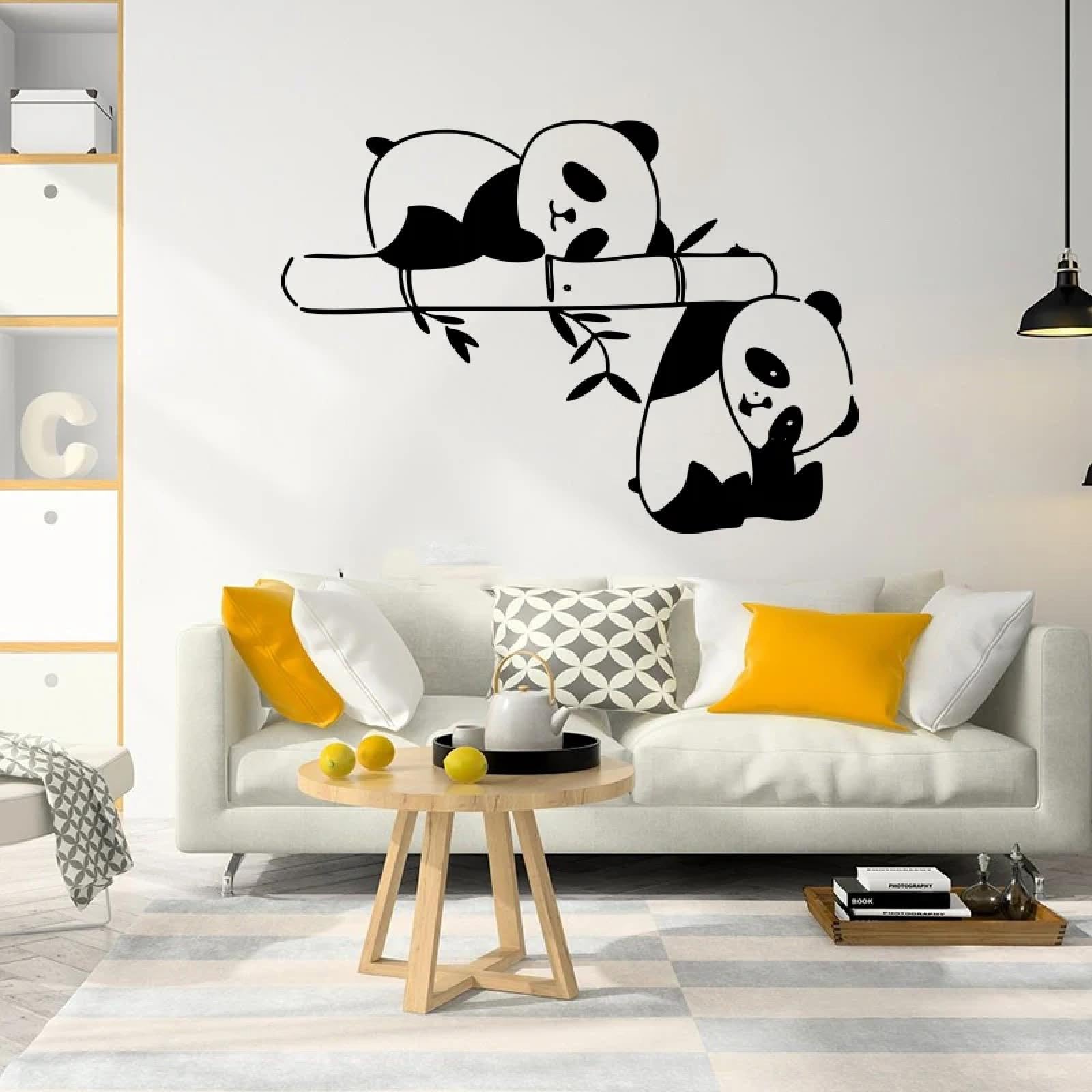 WEIMEIJIE Sleeping Panda Bamboo Wall Sticker Bear Jungle Animal Wall Sticker Bedroom Living Room Vinyl Children's Room Playroom Wall Sticker
