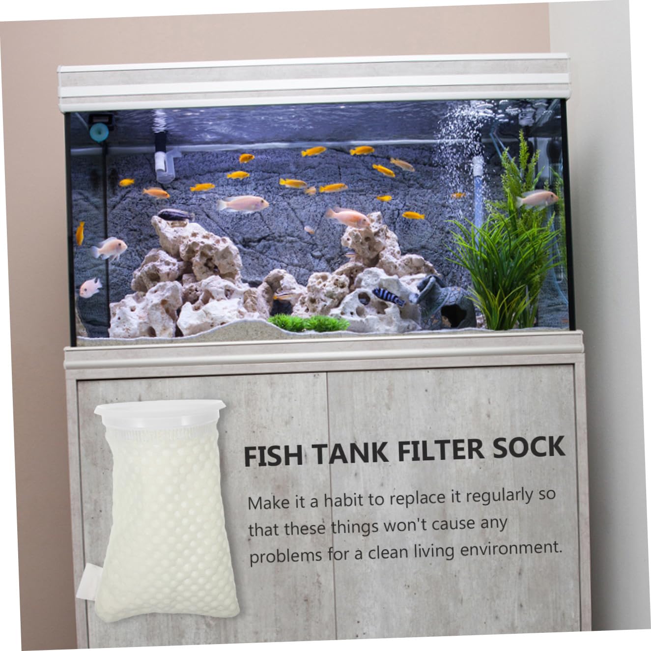 Toddmomy 11 Stück Wabenfilterbeutel für Aquarien aus Pp Beige