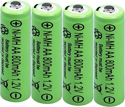 4 Pack AA 800mAh 1.2V Ni-MH Rechargeable Batteries for Solar Lights | Pre-Charged High Capacity Double A Replacement for Outdoor Garden, Pathway, String Lights & Landscape