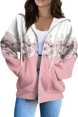 Zip Up Hoodie Women Casual Oversized Sweatshirts - Fall Fashion Fleece Lined Jacket - Thick Warm Coat Winter Clothing