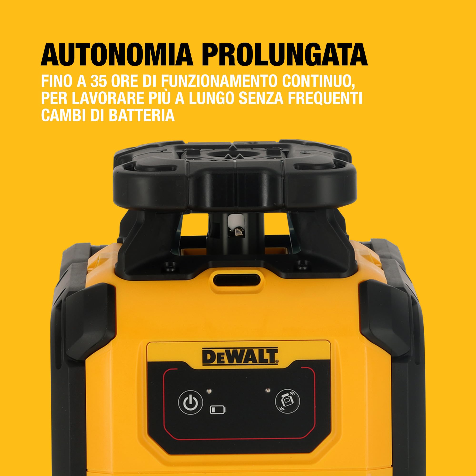 DEWALT Laser Rotante Rosso DCLE05211R-XJ, Portata 600m con Rilevatore, Batteria Alcalina 35 Ore, IP66, Precisione 2.2mm