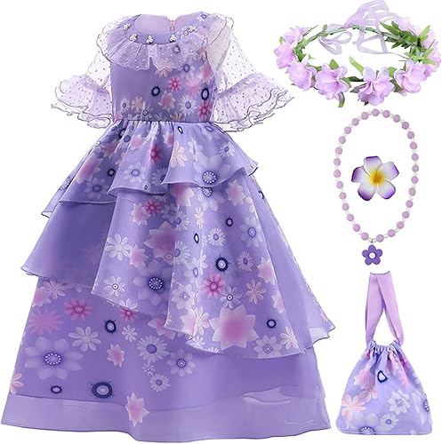 Encanto Mirabel Isabella - Disfraz de Pepa para niñas, disfraz de princesa, varios accesorios