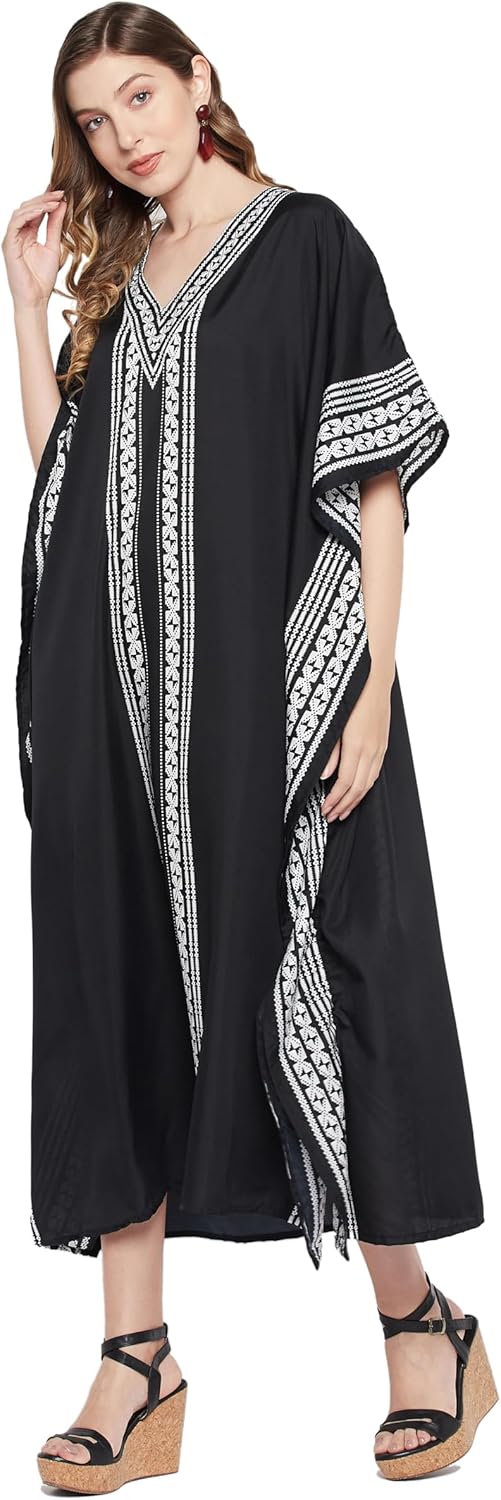 Oussum Plus Size Kaftan Dresses for Women, Polyester Summer Caftan Cover Up Maxi Beach Dress, 1X–3X - Image 4