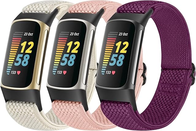 TumpCez Elastic Nylon Strap Only Compatible with Fitbit Charge 5 Straps, Soft Stretchy Adjustable Breathable Comfortable Fabric Band Sport Replacement Straps for Women Men