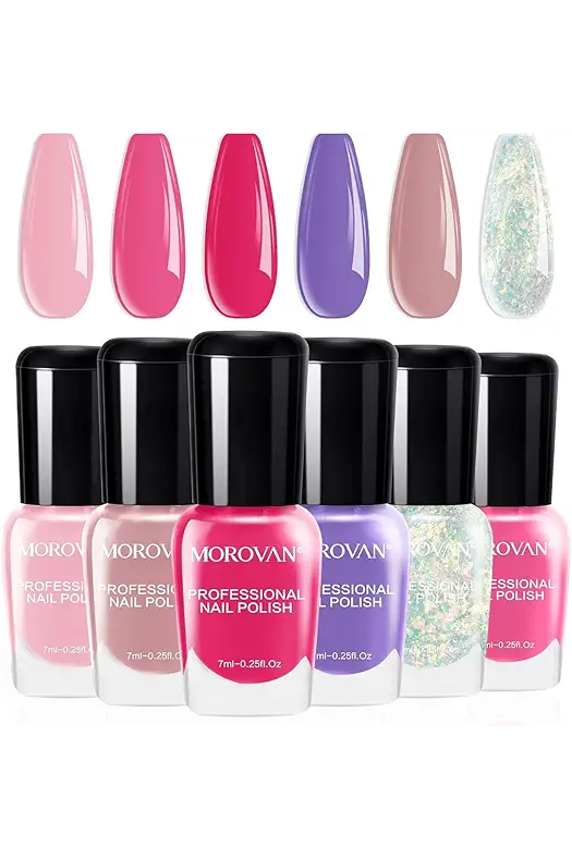 Morovan Nail Polish Set Fingernail: Pink Glitter Air...