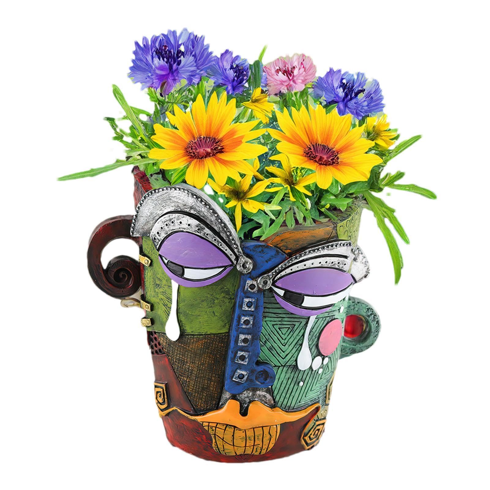 Pot de fleur tête en résine unique et créatif pour plantes