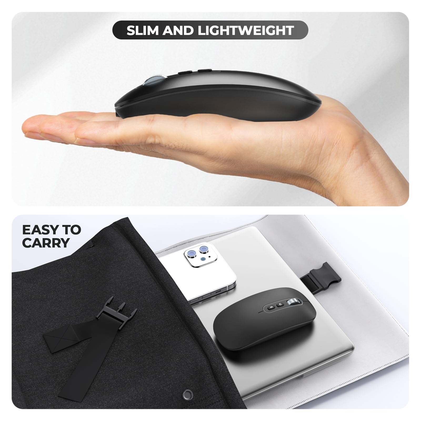 PINKCAT Raton Inalambrico, Modo Dual Recargable Raton USB C (Bluetooth 5.1 + USB C), Ratón Bluetooth, Mouse Inalámbrico, Ratón Ergonómico y Silencioso para MacBook Air/Pro, iPad, Mac, Ordenador
