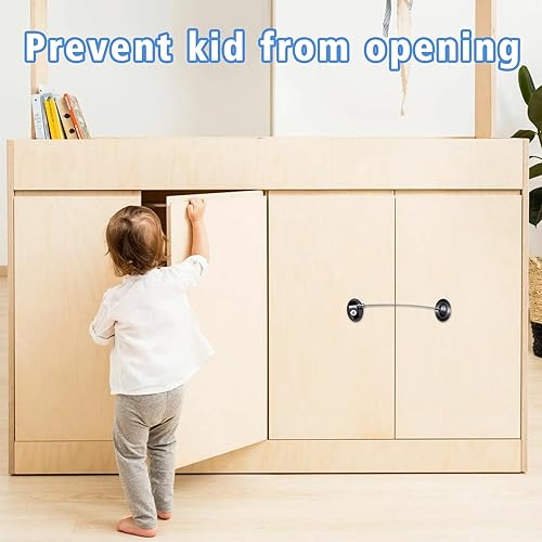 Miniatura 7 de Paquete de 2 cerraduras para refrigerador con 4 llaves, cerradura de seguridad para niños, combinación de bloqueo de refrigerador, mini nevera,