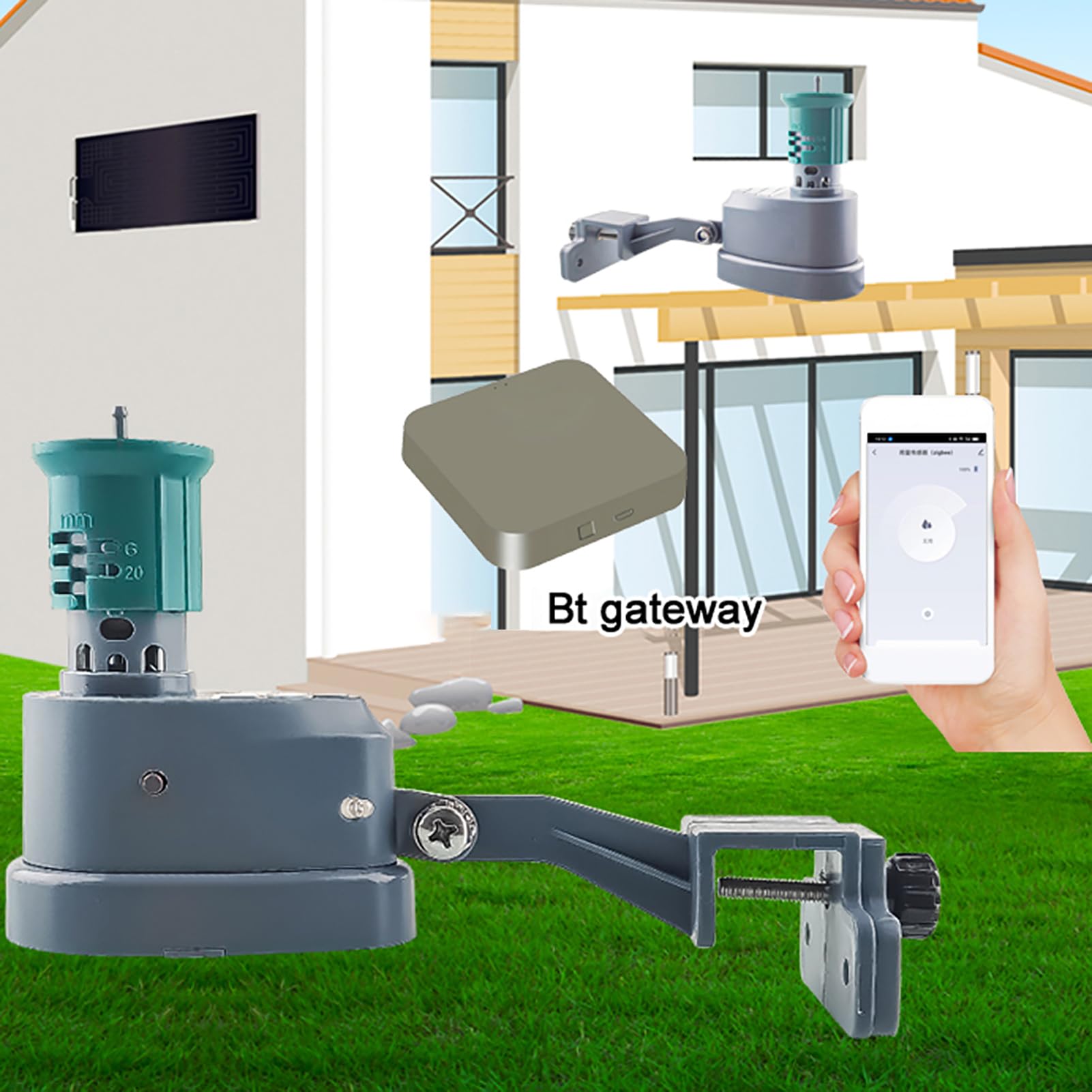 Sensore pioggia con dispositivo di irrigazione a tempo ciclico Collegamento intelligente per il di irrigazione del giardino Richiede gateway BT