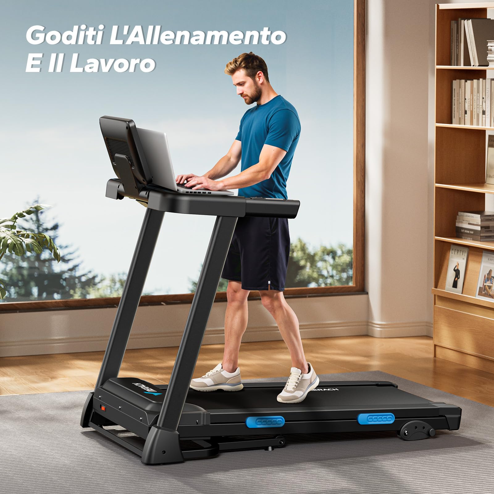Merach Tapis Roulant Elettrico con Inclinazione,2.5HP Tapis Roulant Pieghevole con Pendenza,0.8-12km/H Walking Pad,Treadmill 136KG,Salvaspazio per Casa e Ufficio,Palestra Casa,Display LED