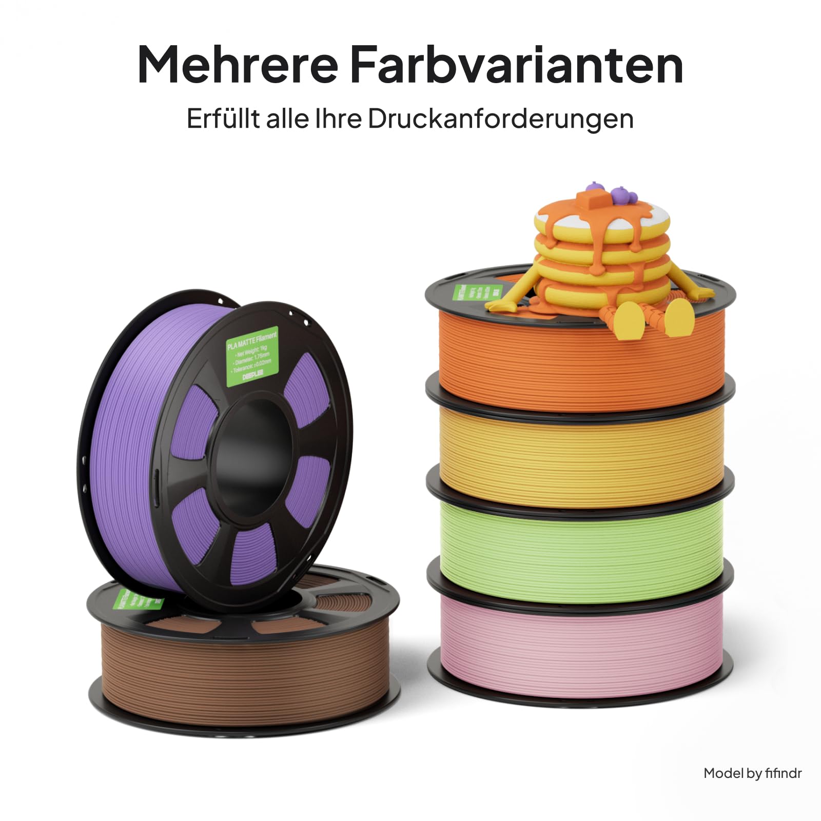 DEEPLEE Matowy filament PLA 1,75 mm do drukarki 3D, 4 kg, słoneczny żółty, beżowy, rubinowy czerwony, granatowy, dokładność pomiaru +/- 0,02 mm, do większości drukarek 3D FDM