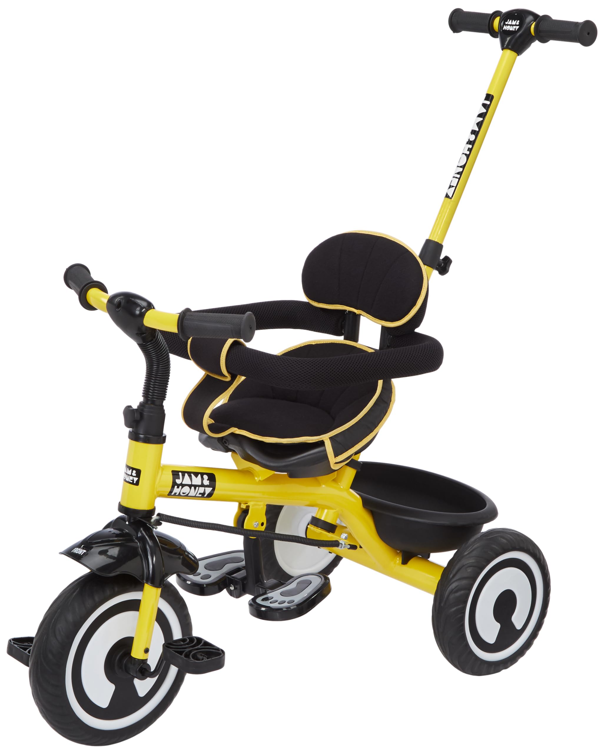 Amazon Brand - Jam & Honey Tricycle for Kids | 2-in-1 with Pedalling & Parental Control | Cushioned Seat | Guardrail & Anti-Slip Handle for Safety | for 2 Years+ Boys and Girls | Yellow and Black-image-17