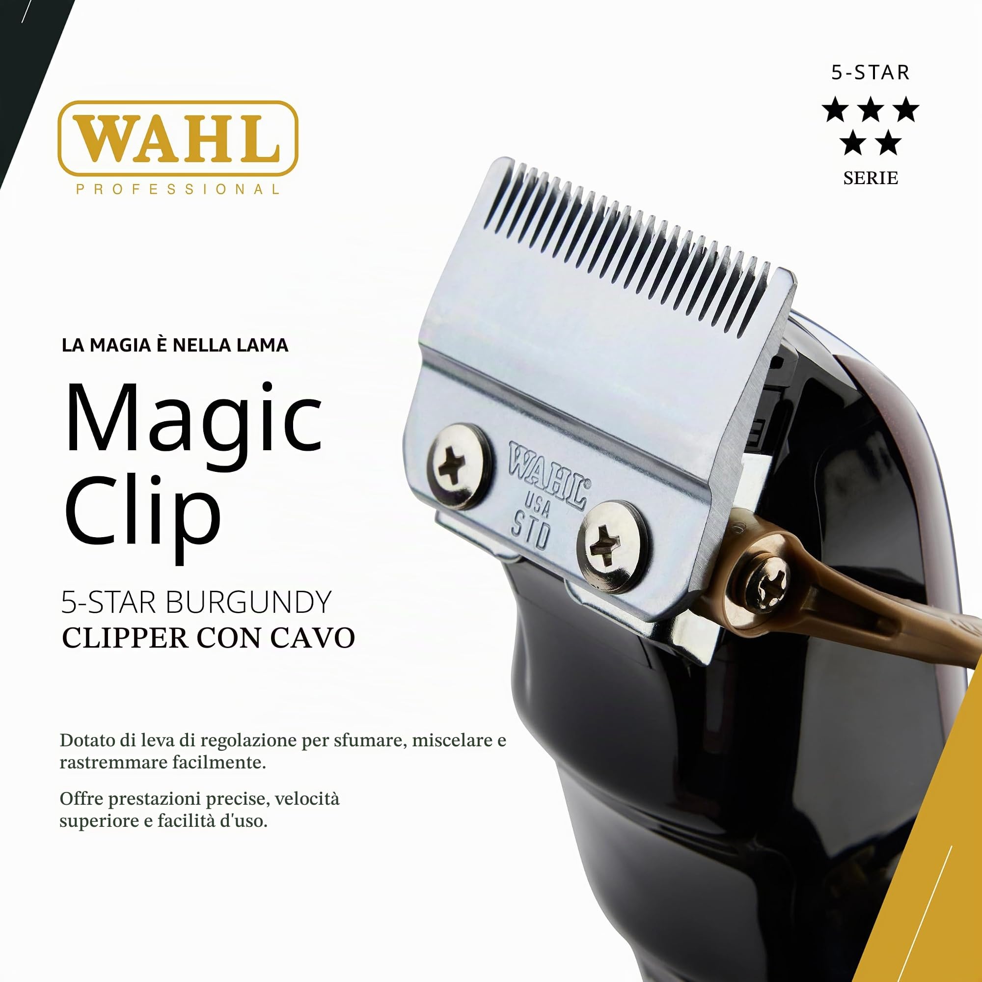 Wahl Magic Clip 5 Stars Series, Rasoio elettrico profesionale per capelli, con filo