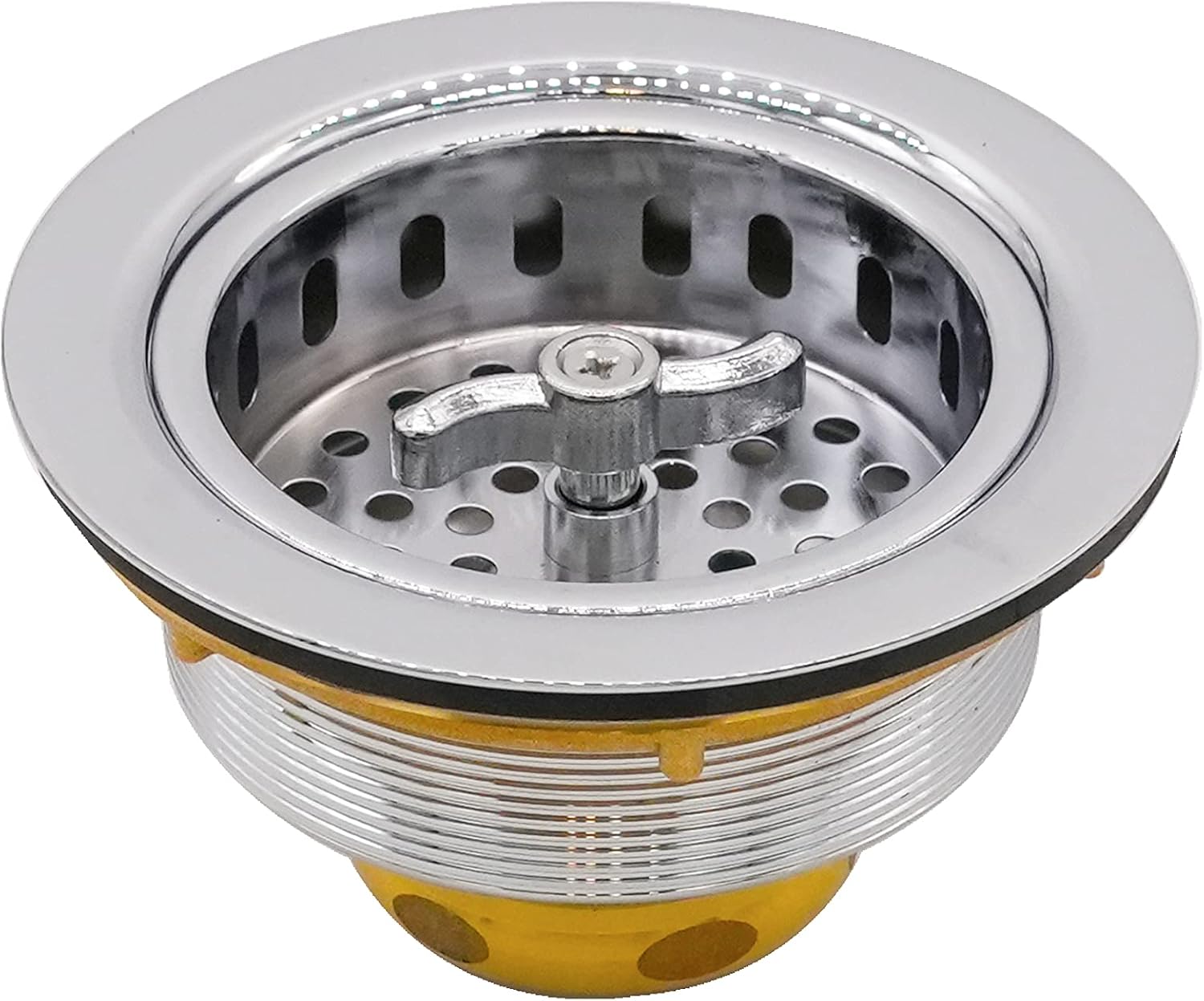 Westbrass CO2175-26 Combo Pack 3-1/2" Wing Nut Twist Style Large Kitchen Sink Basket Strainer and Waste Disposal Drain Flange with Stopper, Polished Chrome