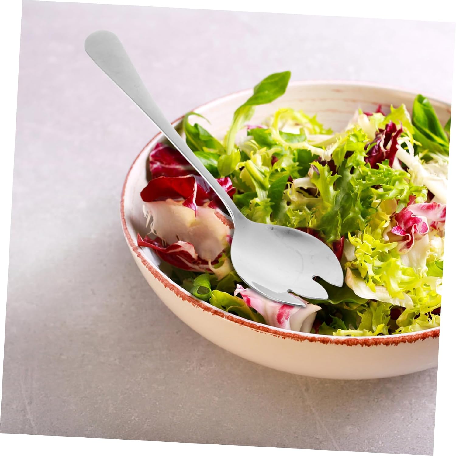Stainless Steel Salad Serving Utensils Silver Ergonomic Grip Xmas