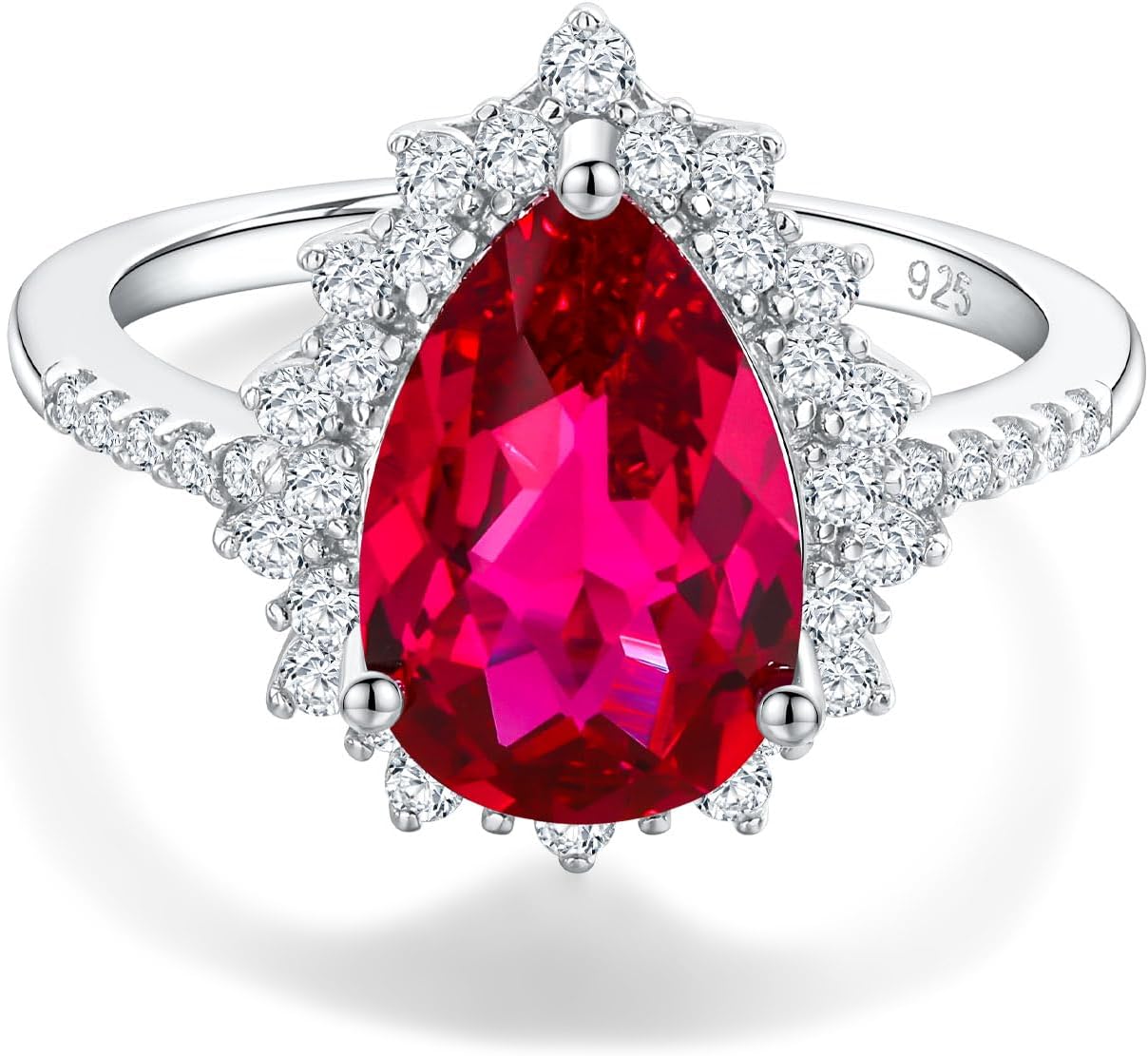 4.5 Carat Teardrop Engagement Birthstone Ring Sterling Silver Pear Cut Sapphire/Ruby/Emerald/Amethyst/Aquamarine Halo Ring Promise Anniversary Rings for Women Size 6-10