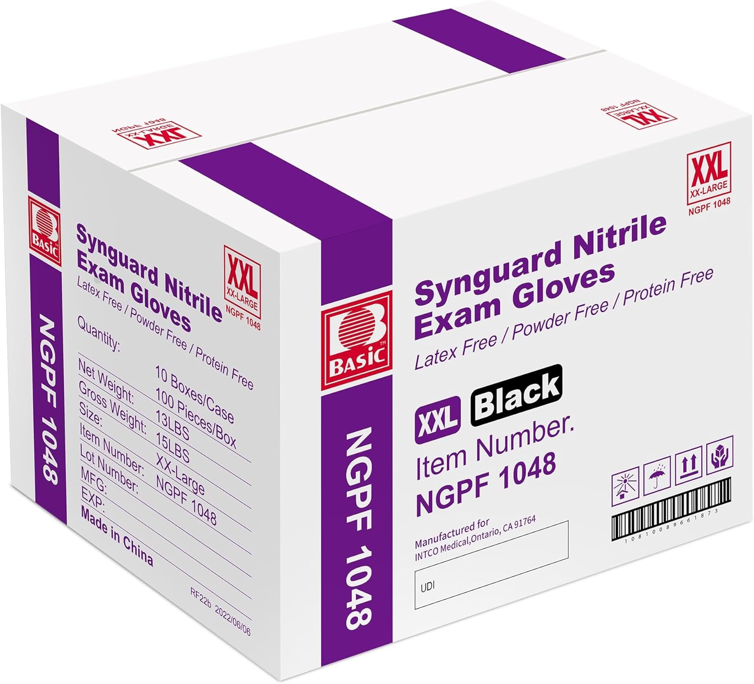 Basic Medical Black Nitrile Exam Gloves - 5 Mil - Latex-Free & Powder-Free - NGPF-1048_PARENT