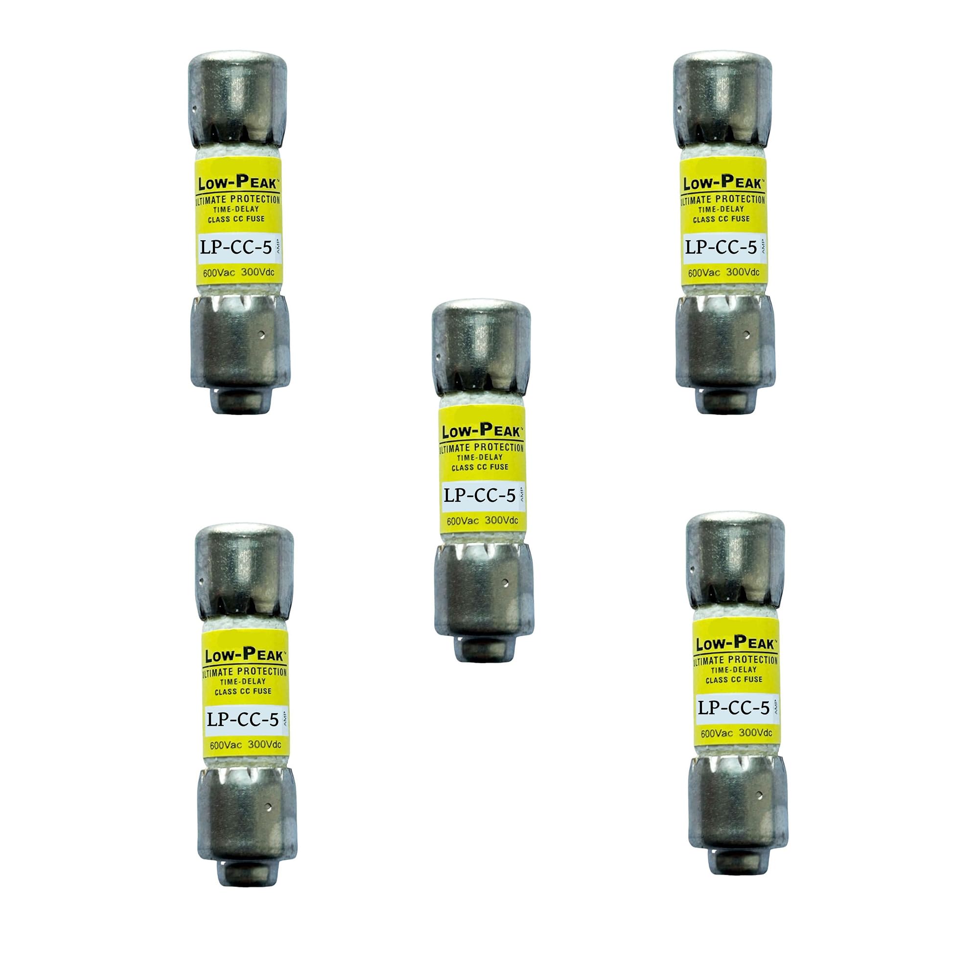 5-Pack New LP-CC-5 LP-CC-5A LP-CC 5A 600Vac Time Delay Fuse, LP-CC-5A Current Limiting, Motor Starting, Frequent Cycling,Class CC Rejection Cartridge