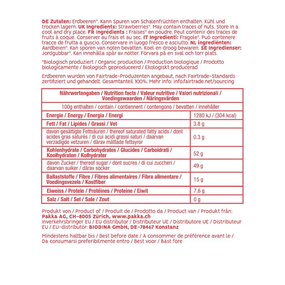 PAKKA – Fraises bio issues du commerce équitable, séchées au soleil, non huilées, sans soufre ni sucre ajouté, anciennes variétés, petits producteurs de Samarcande en Ouzbékistan (750 g)