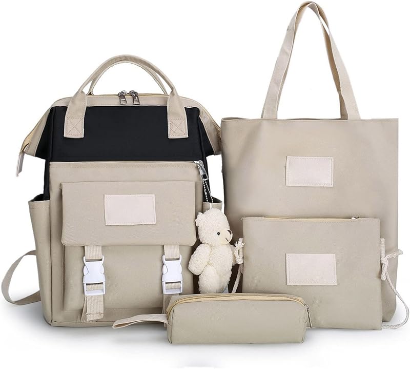 Conjunto de mochila para notebook 4 peças, mochila de estudante de grande capacidade, mochila escolar de lona, mochila durável para meninas, mochila multi bolso, conjunto de mochila em oferta na Shopee Conjunto de mochila para notebook 4 peças, mochila de estudante de grande capacidade, mochila escolar de lona, mochila durável para meninas, mochila multi bolso, conjunto de mochila em oferta na Shopee