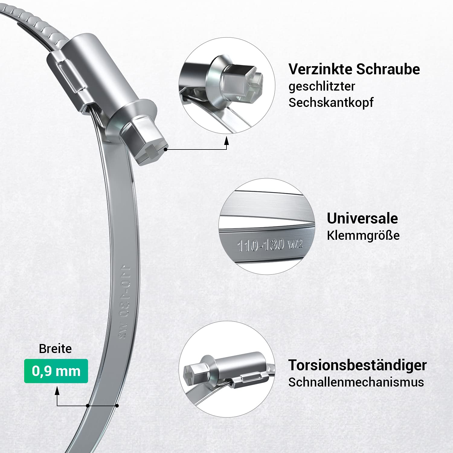 Europart Schlauchschelle 110-130mm W2 Chromstahl Für 125er