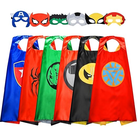 Roko Toys for 3-10 Year Old Boys, Superhero Capes for Kids 3-12 Year Old Boy Gifts Boys Cartoon Dress up Costumes Party Supplies Easter Gifts Present Christmas Stocking Stuffers (6 Pcs with Gift Box)