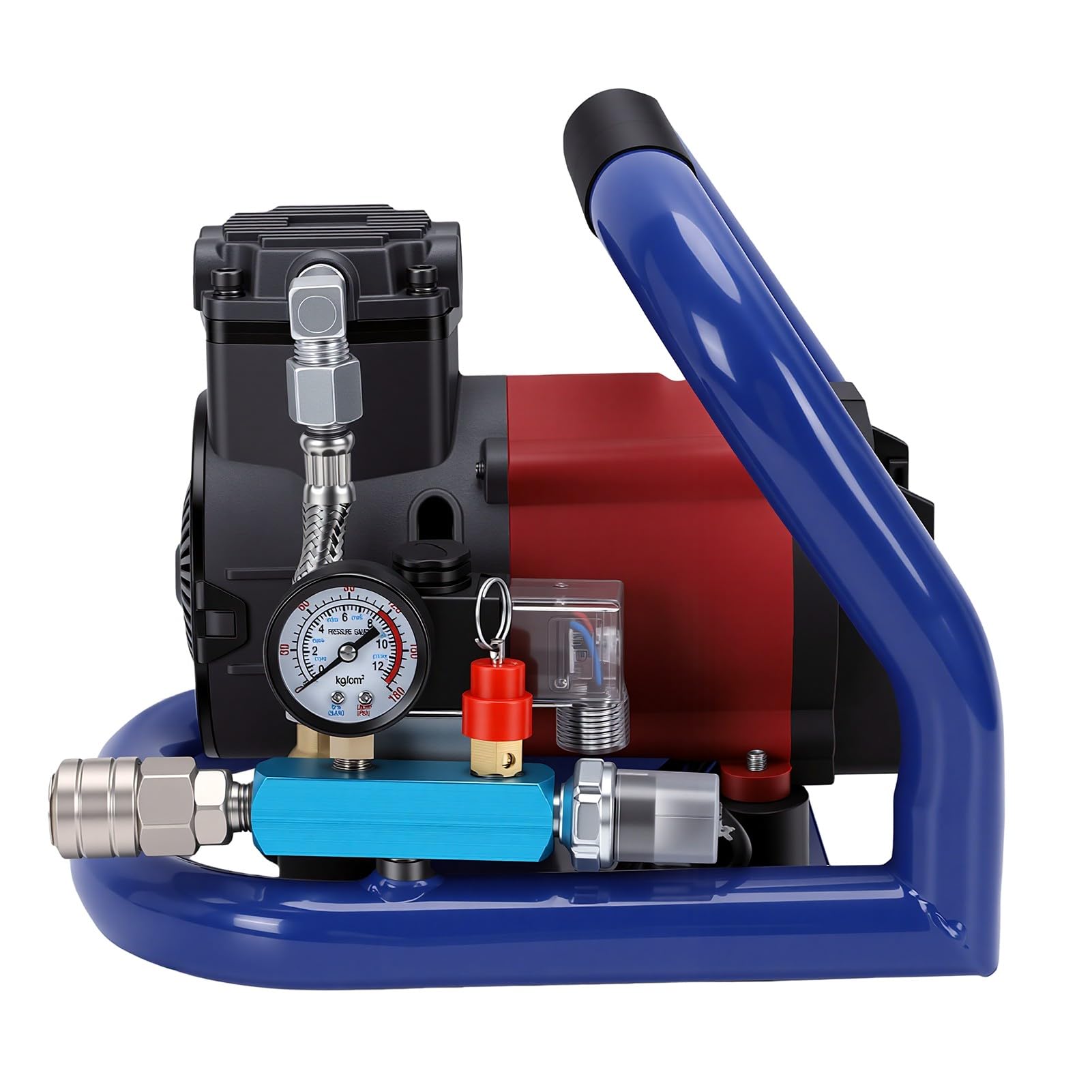 Fafeicy Compressore D'Aria Senza Fili, Motore Brushless da 350 W Serbatoio da 1,5 L Avvio Automatico da 8 Bar con 3 Ugelli per Gonfiaggio Pneumatici Lavorazione del Legno Verniciatura