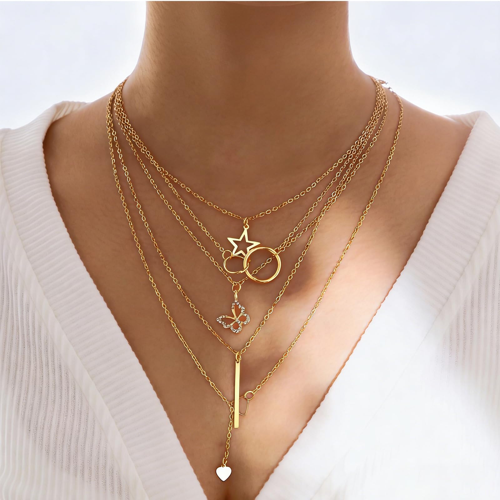 54 Pezzi Oro Parure Gioielli per Donna, Parure Gioielli Donna Set di Gioielli Oro, Orecchini a Cerchio Chunky, Collana e Bracciale Accessori Pacchetto