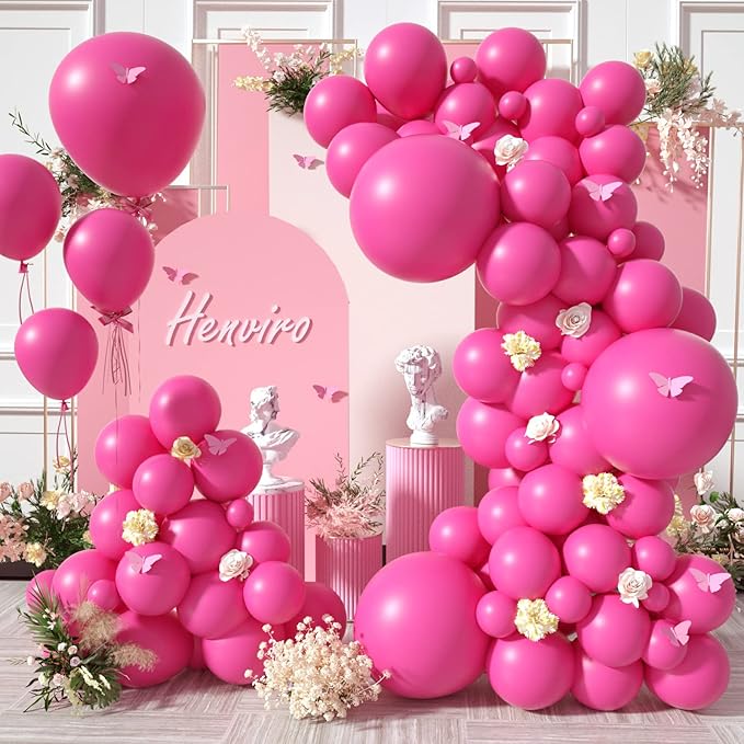 Henviro Hot Pink Balloons Garland Kit 154 Pcs 5/10/12/18