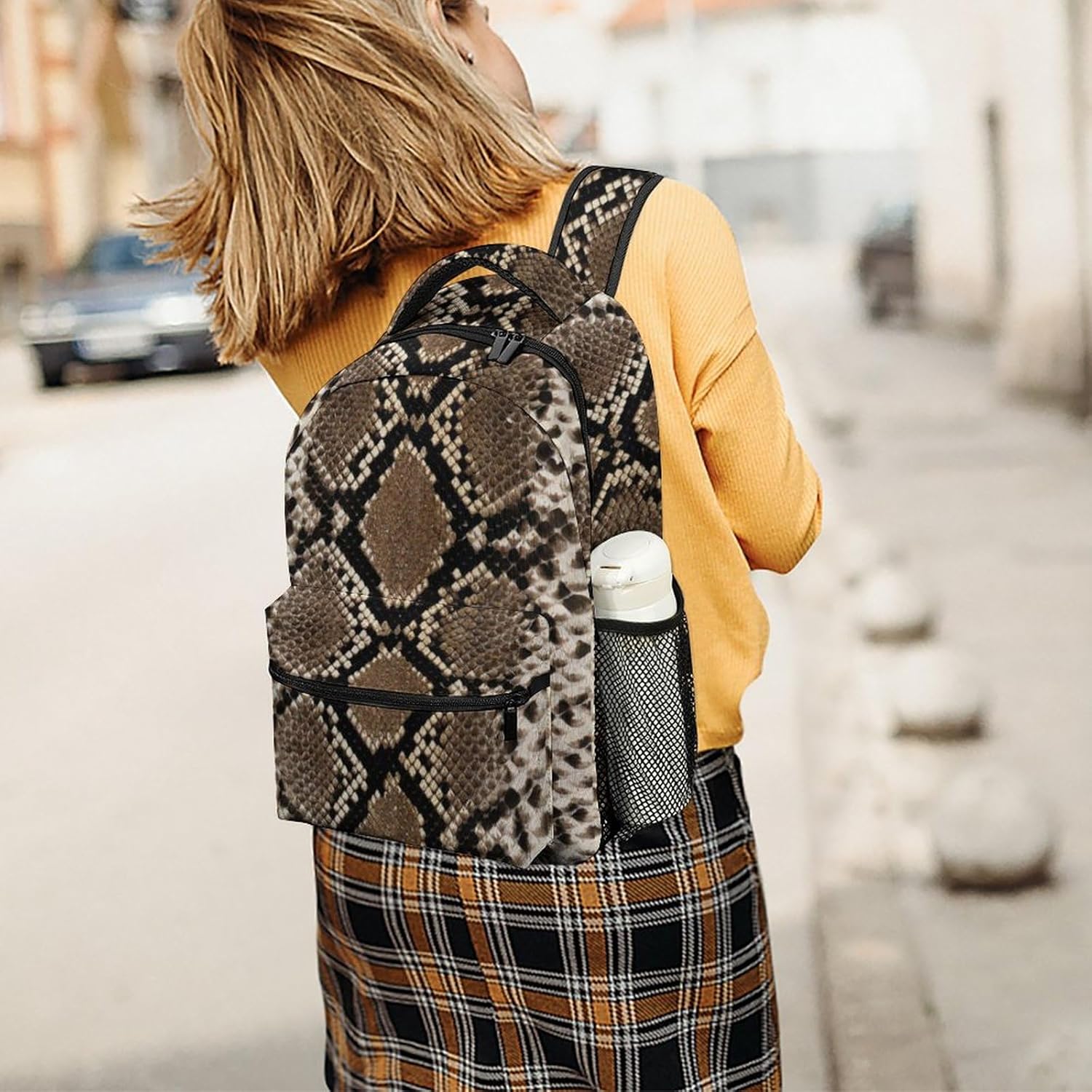 Snake Skin Pattern School Bookbag Cool Laptop Backpack College Daypack Travel Sports Bag