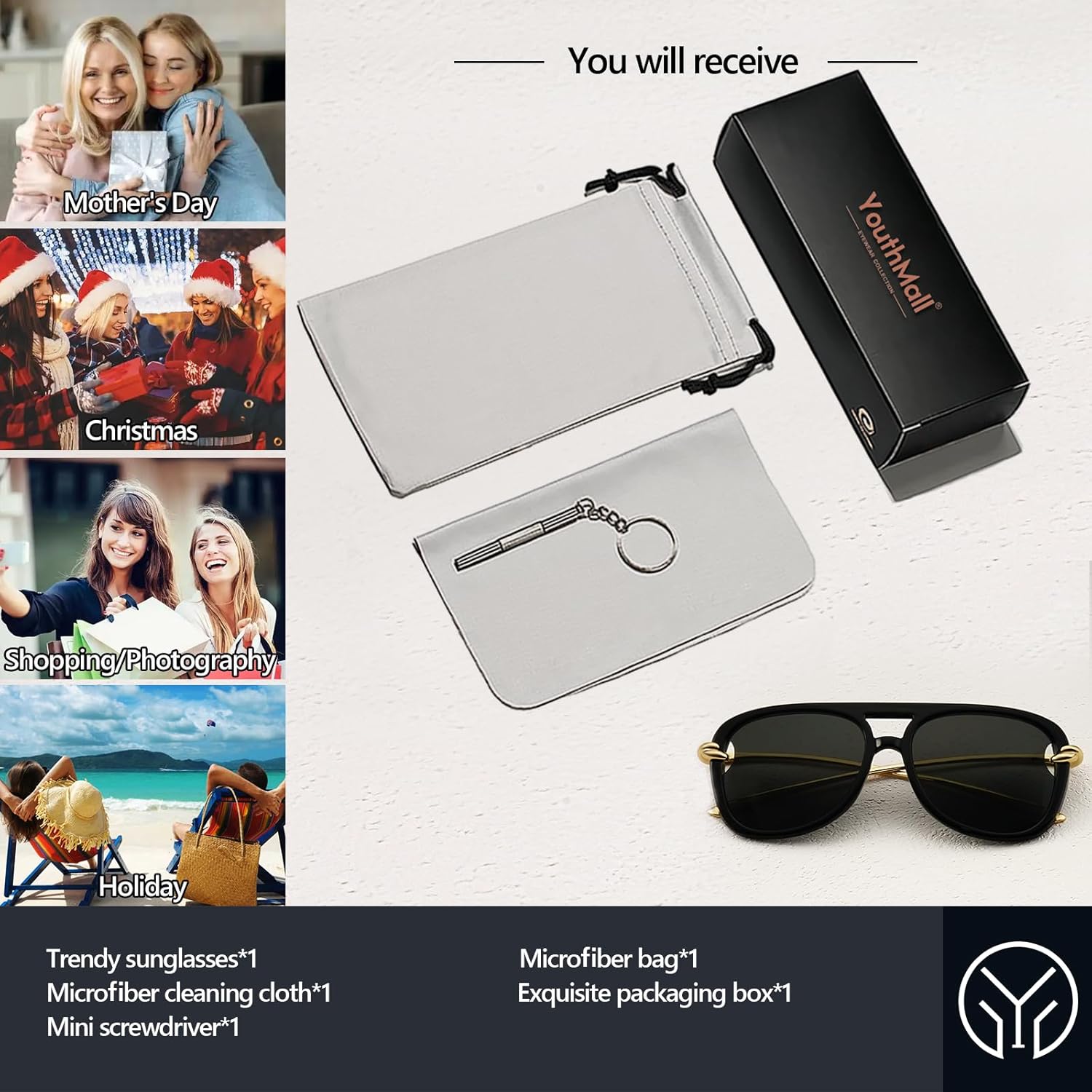 YouthMall Retro Aviator Sunglasses for Women Men Trendy Oversized Aviators Sun Glasses 70s Vintage Shades - Image 8