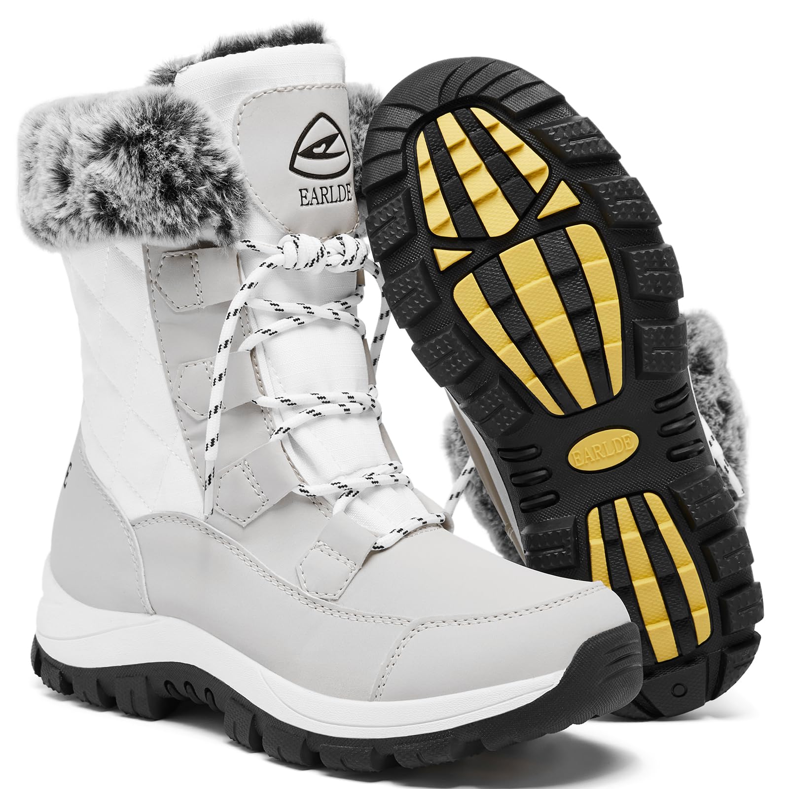 EARLDE Winterstiefel Damen Wasserdicht Winterschuhe Warm Gefüttert Leicht | Schneestiefel Stiefel Damen Ski Outdoor Winter Schuhe