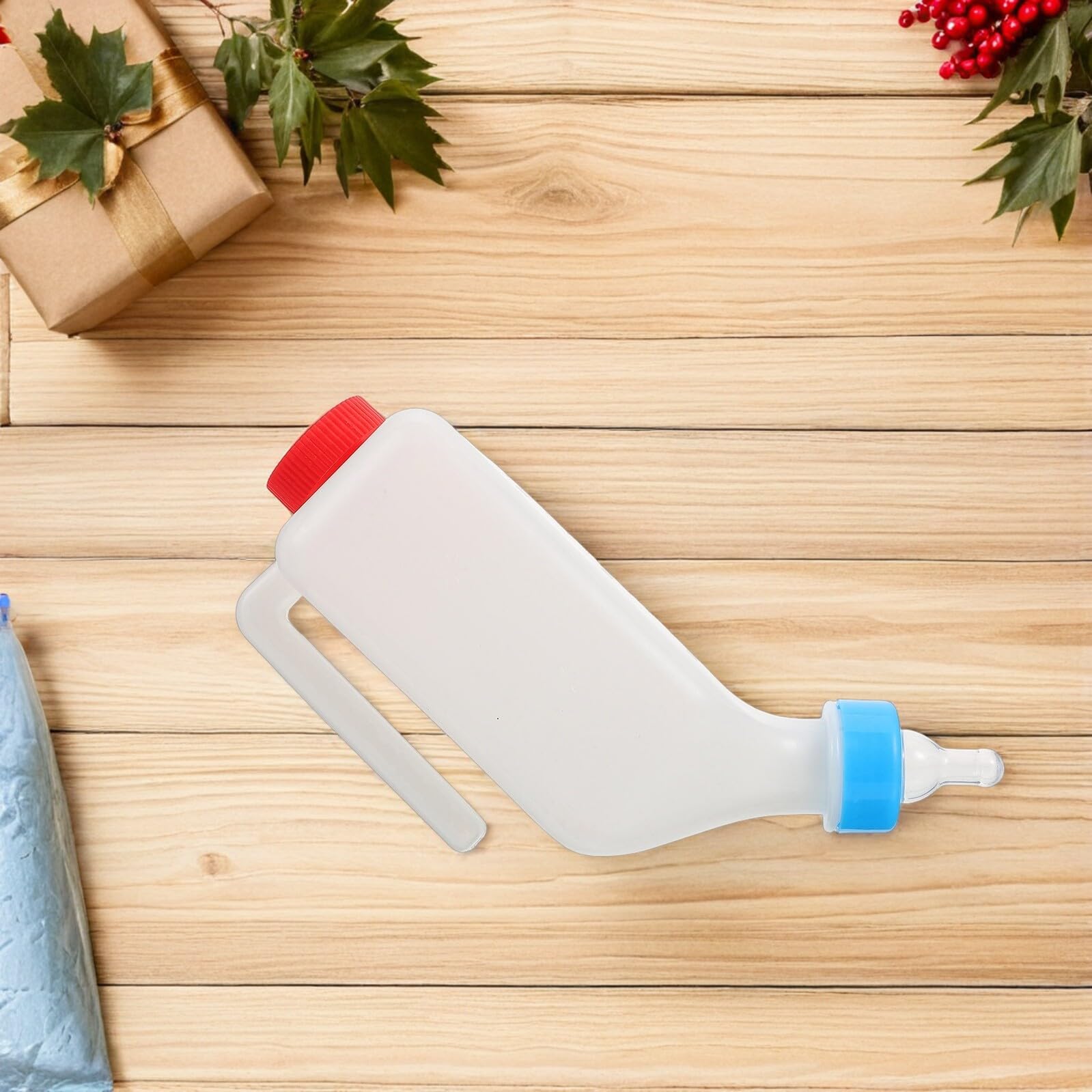 Biberon per Allattamento degli Agnelli 2 Pezzi 800ml Plastico | Maniglia Sospesa e Tettarella Speciale, per Allevamento in Fattoria, Uso Interno in Contesti Zootecnici