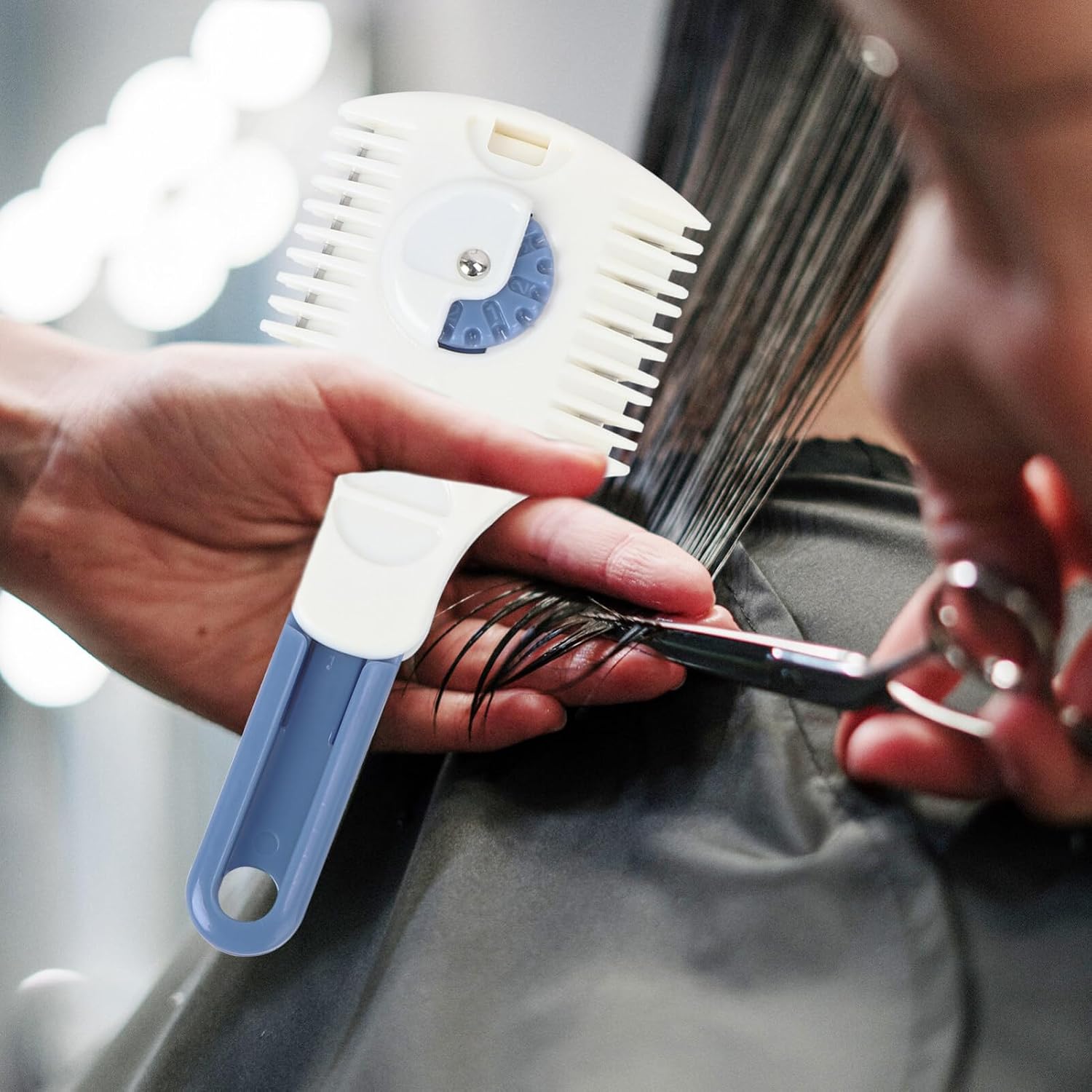 Lurrose Hair Cutter Comb and Razor - Double Edge Razor Comb for Thinning, Shaping and Styling Home Salon Hair (White and Blue)
