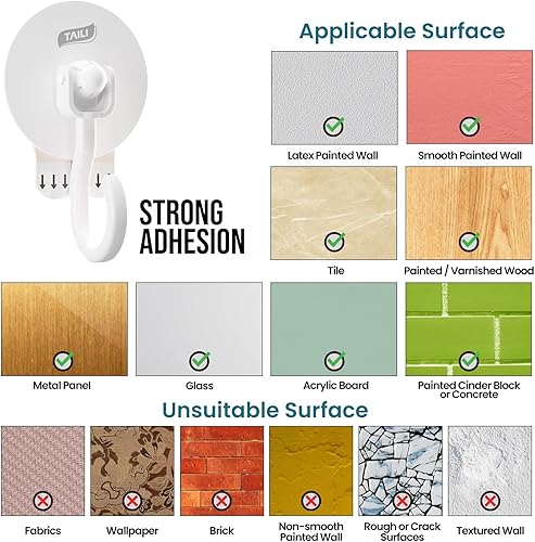 Miniatura 9 de TAILI Ganchos adhesivos de techo para plantas colgantes, resistentes sin taladros, ganchos de pared adhesivos extraíbles para colgar luces