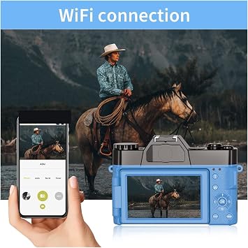 Digital Camera, 48 MP, 4K Photo Digital Camera, Flip Screen, Selfie Camcorder, Wide, Macro Lens, Video Camera, Time Lapse, Easy to Use, Zoom, School Trips, Students, Beginners Set 128G TF Card, With