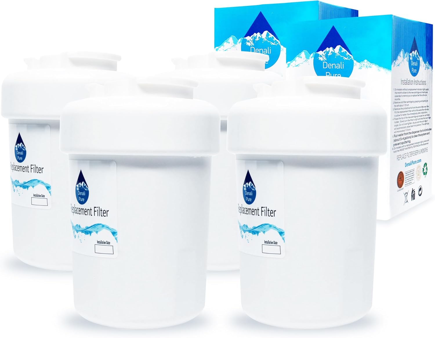 4-Pack Replacement for General Electric GSS25SGSBSS Refrigerator Water Filter - Compatible with General Electric MWF, MWFP Fridge Water Filter Cartridge