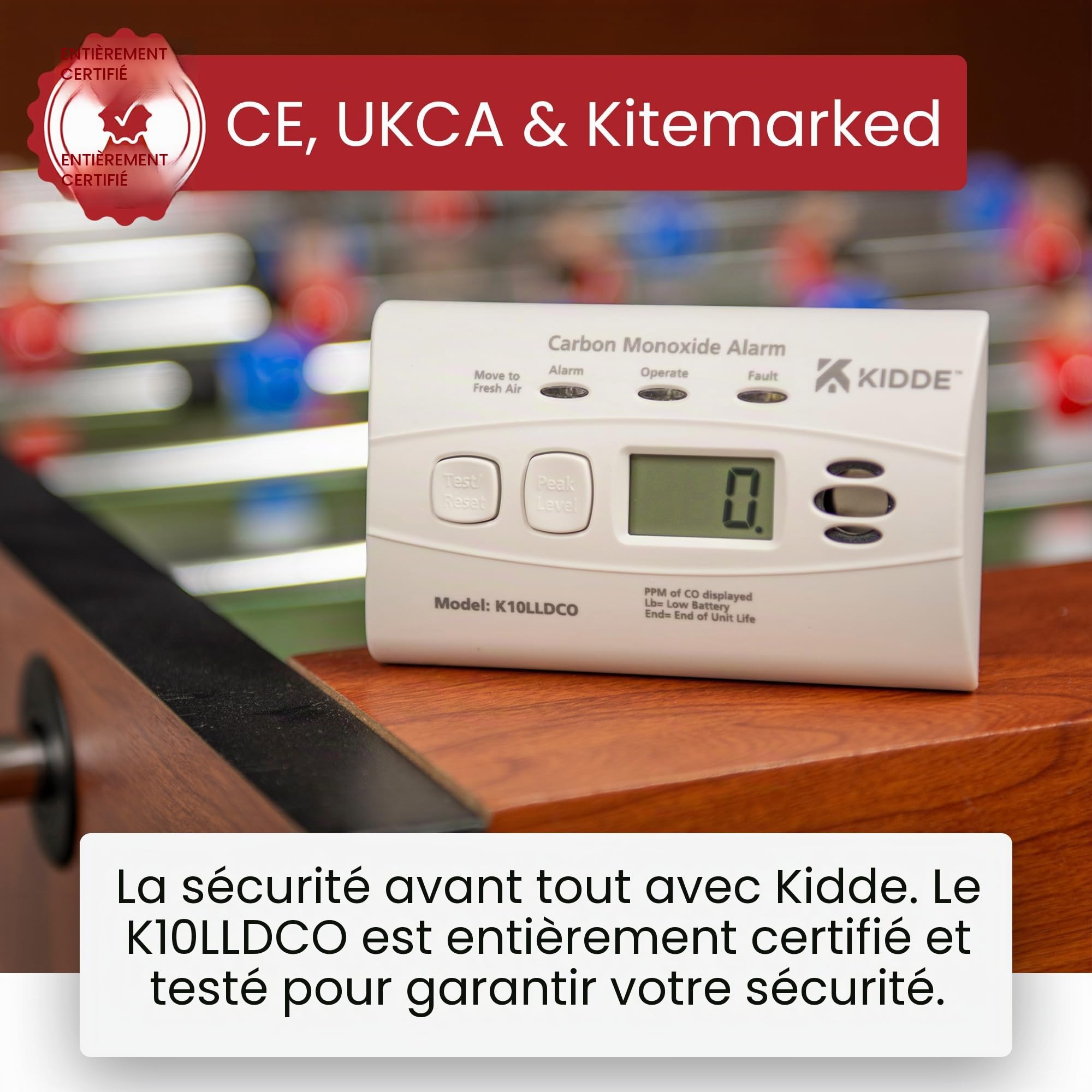 Kidde 10LLDCO Détecteur de monoxyde de Carbone à Affichage numérique avec Batterie au Lithium scellée
