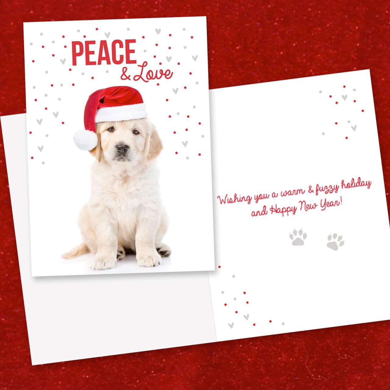 Canopy Street Labrador Love Holiday Card Pack / 25 Cards And Envelopes Pack/Festive Santa Hat Puppy Design With Greeting Inside/Dog Christmas And New Year Cards