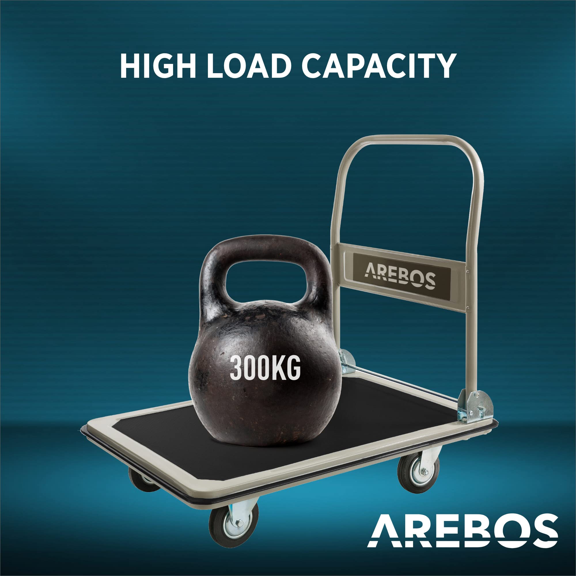 Arebos piattaforma carrello | Carrello portapacchi | Fino a 300 kg portata | con ruote girevoli | rivestimento antiscivolo | protezione bordi